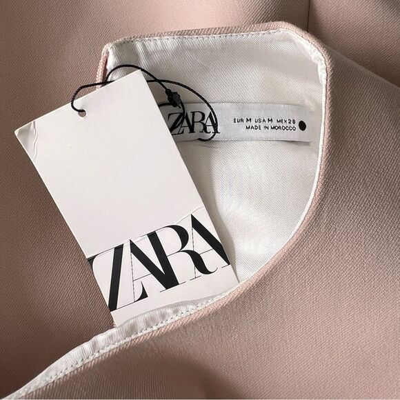 Zara Blush Pink Sleeveless Flared Elegant Dress Size M - Picture 6 of 7